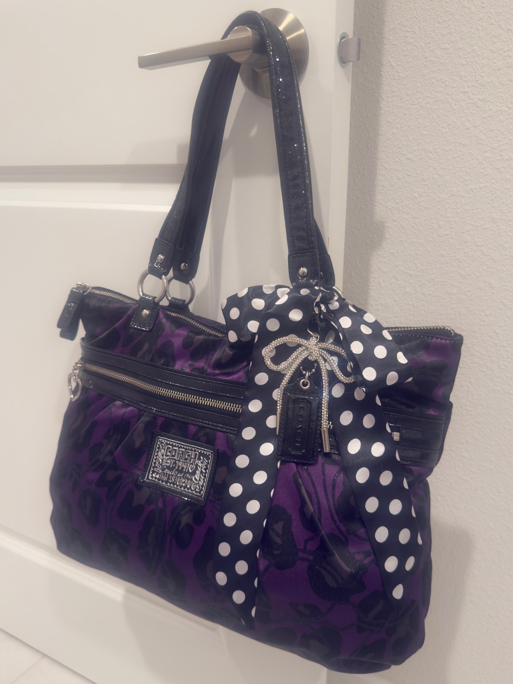 💜 Coach Poppy Ocelot Glam Leopard Print Tote Bag - Picture 3 of 16